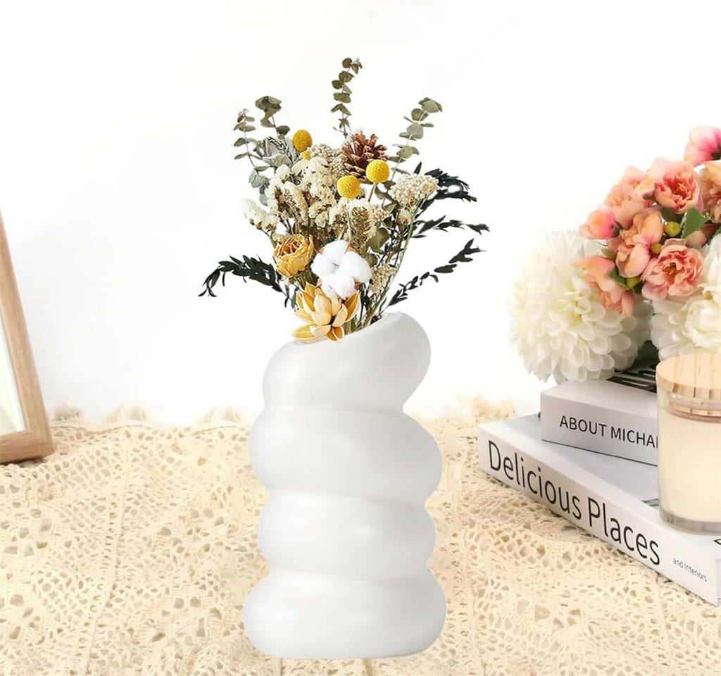 Vasen Deko Blumenvase Weiß Spiralvasen