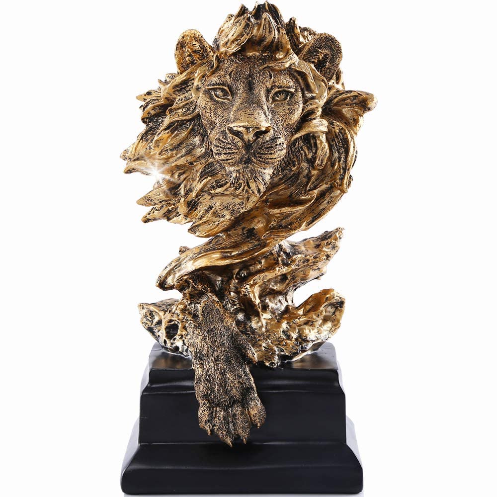 H&W Löwe Statue,Gold Skulpturen,Sandstein Harz