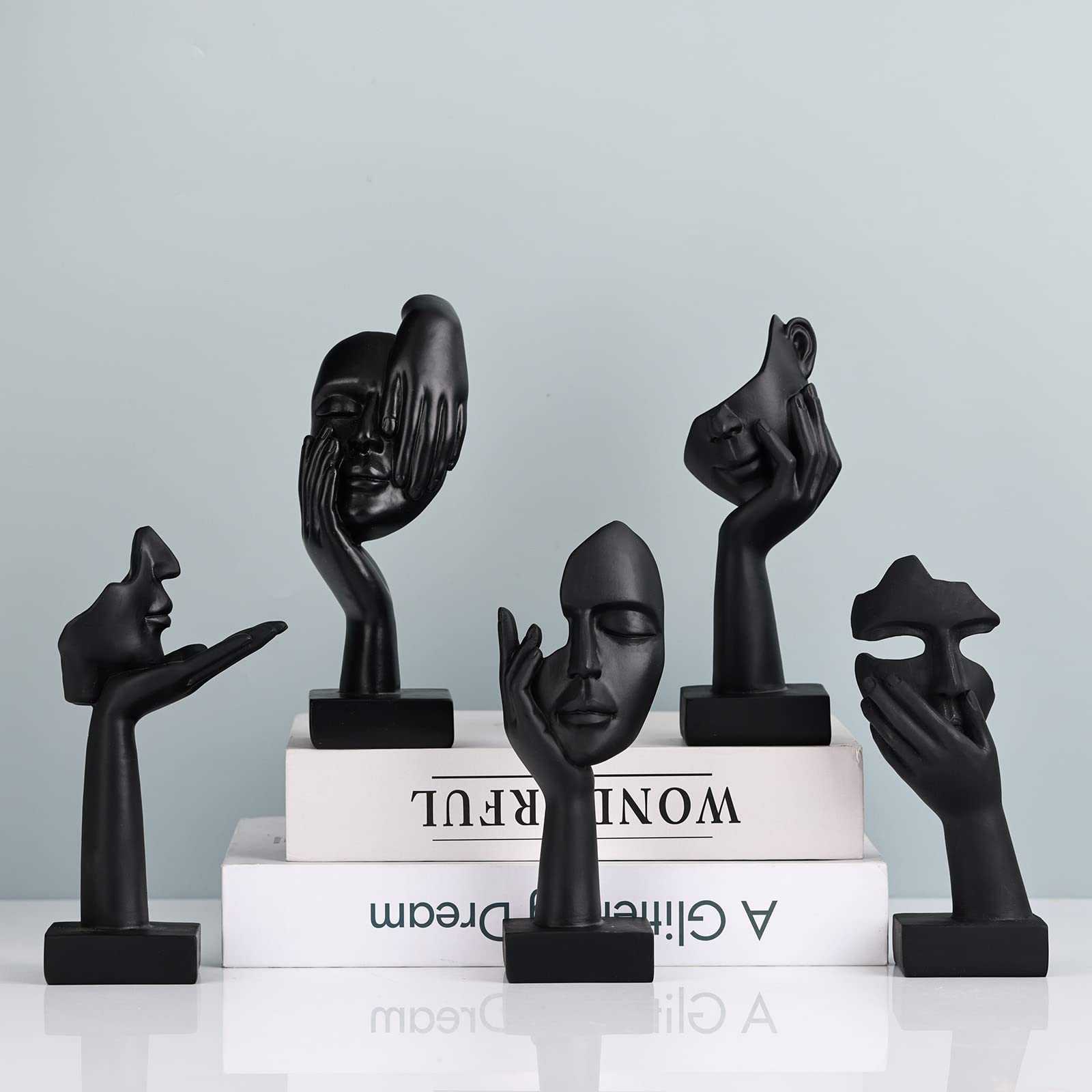 Schwarze Heimdekoration Akzentkunst Frau Gesicht Statue Sammlerstück