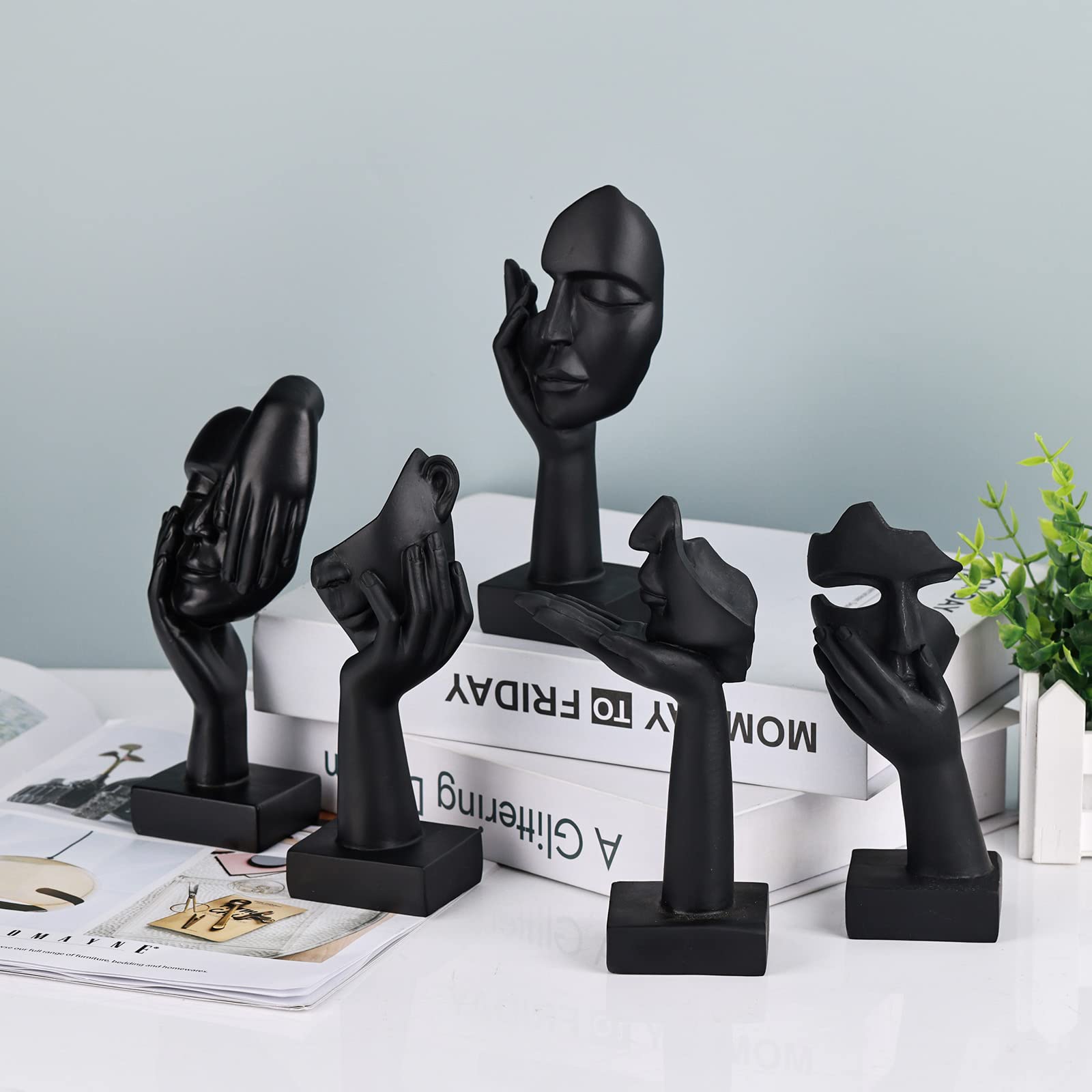Schwarze Heimdekoration Akzentkunst Frau Gesicht Statue Sammlerstück