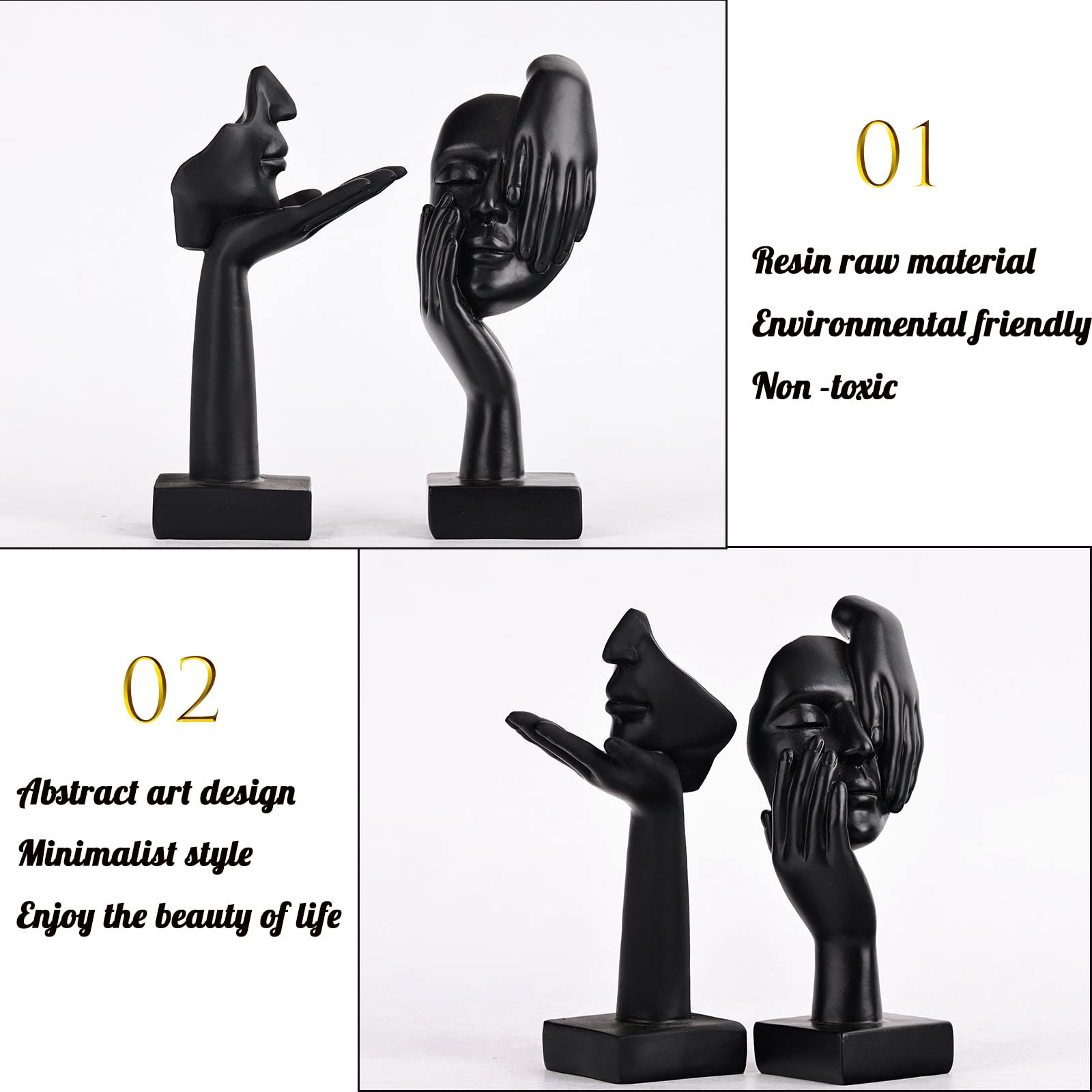 Schwarze Heimdekoration Akzentkunst Frau Gesicht Statue Sammlerstück