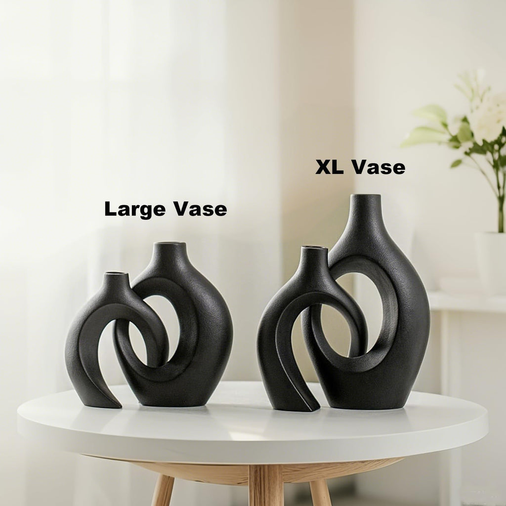 Keramik Vase, SUKIYPO 2er Set Hohle Beige