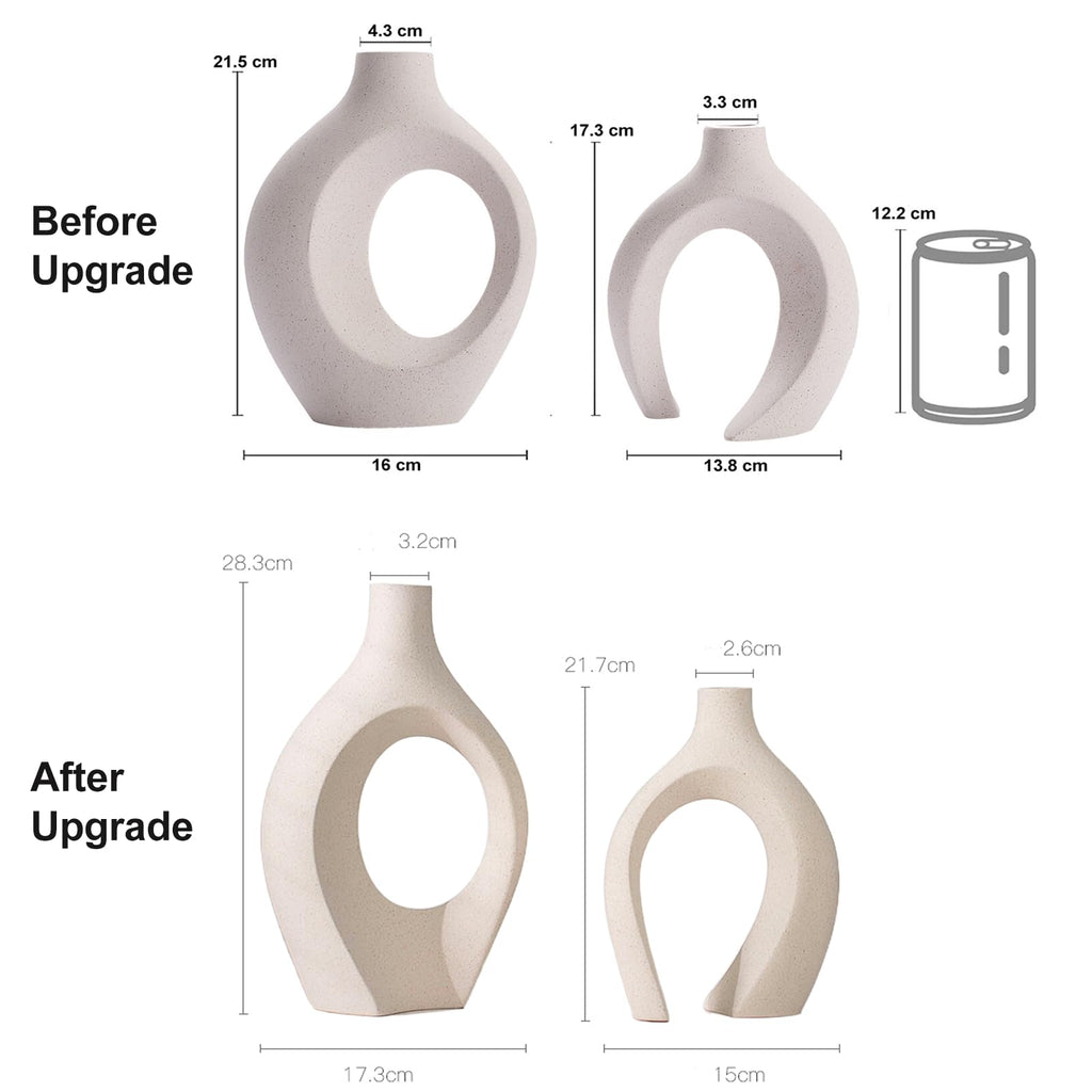 Keramik Vase, SUKIYPO 2er Set Hohle Beige