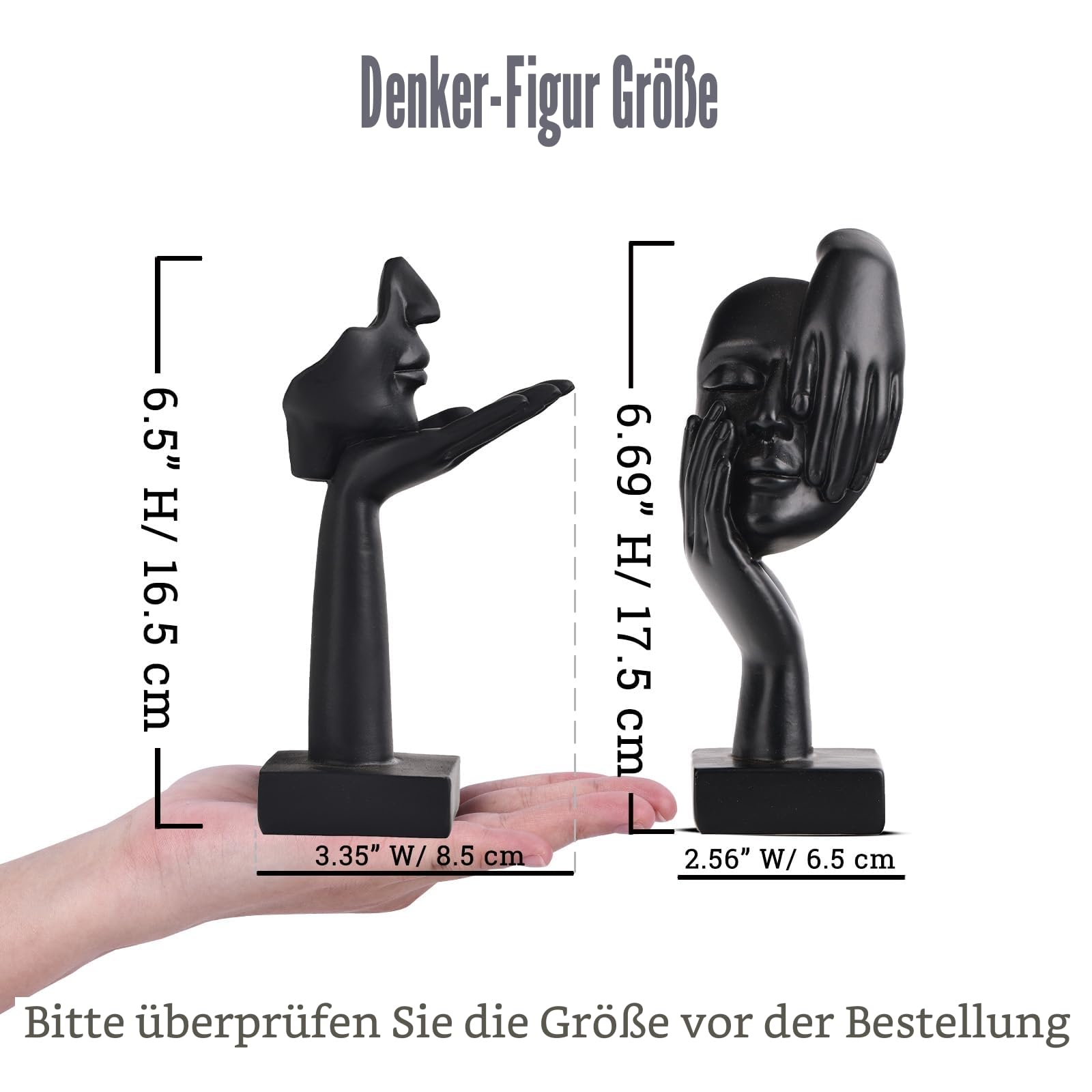 Schwarze Heimdekoration Akzentkunst Frau Gesicht Statue Sammlerstück