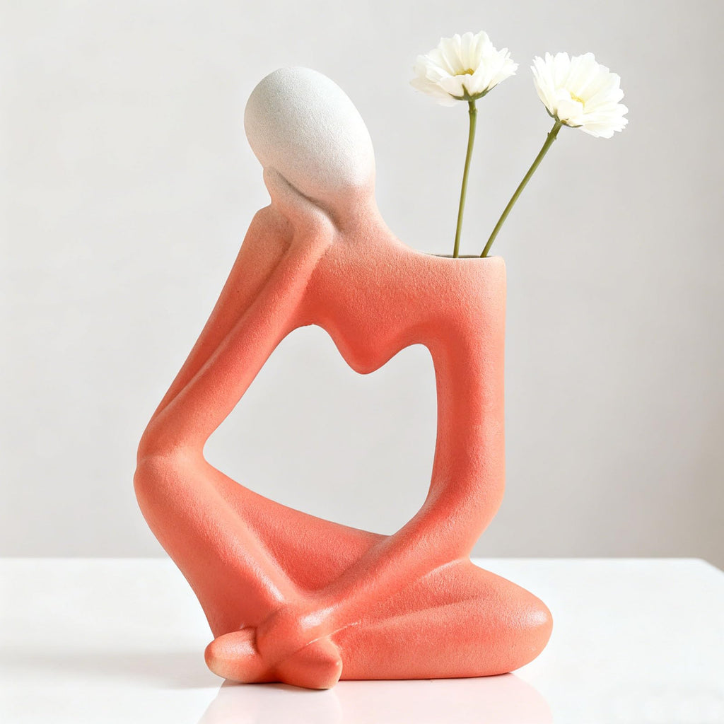 Beige Denker Keramik Vase Deko