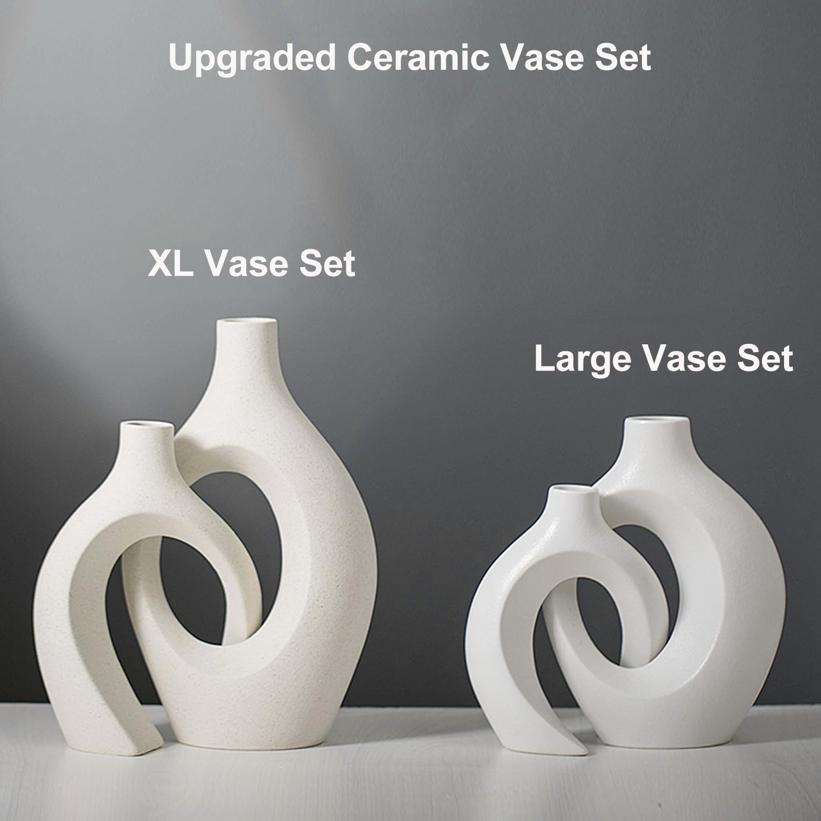 Keramik Vase, SUKIYPO 2er Set Hohle Beige