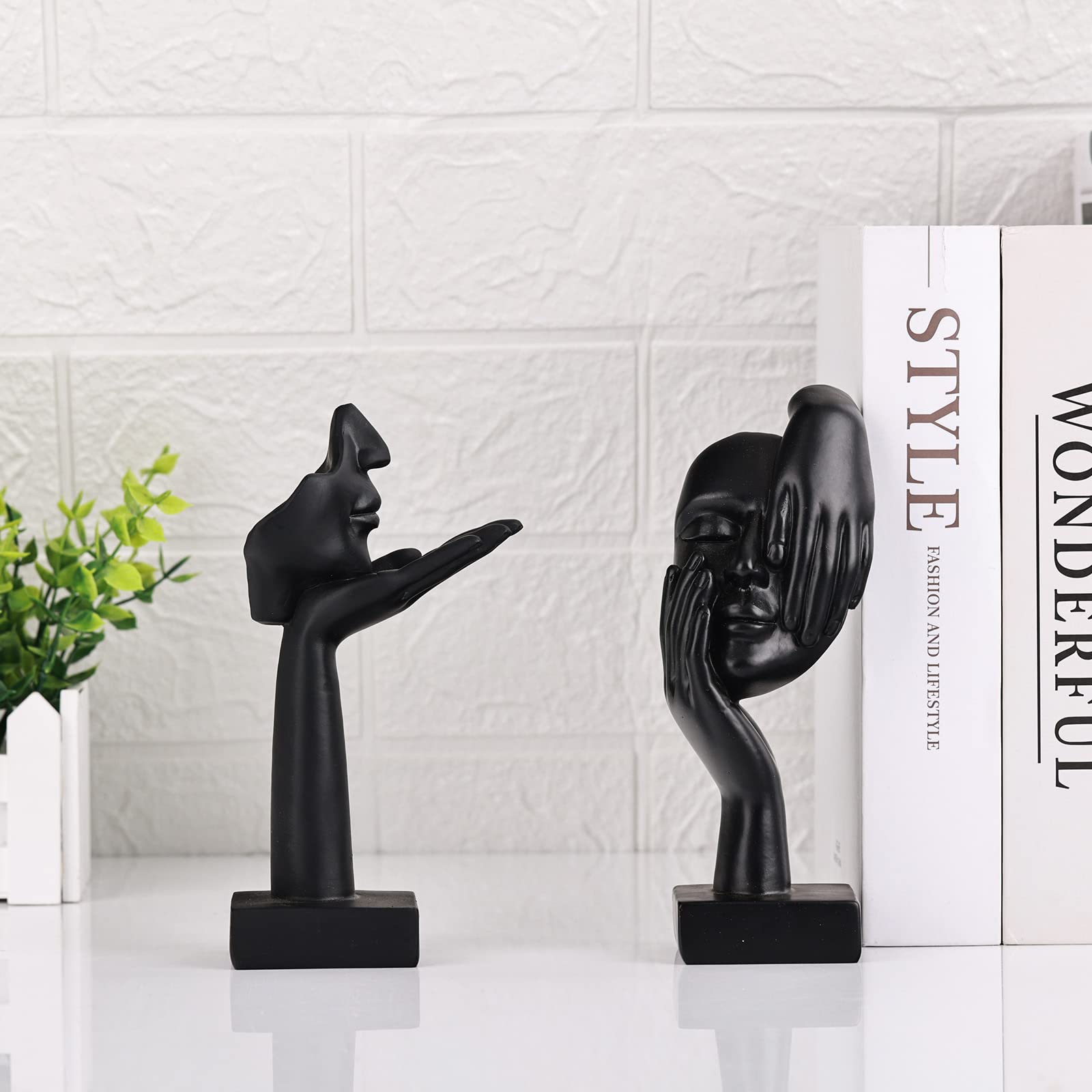 Schwarze Heimdekoration Akzentkunst Frau Gesicht Statue Sammlerstück