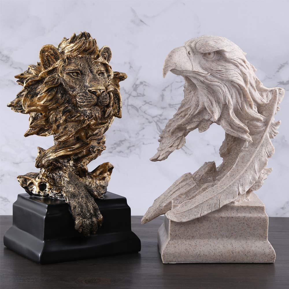 H&W Löwe Statue,Gold Skulpturen,Sandstein Harz