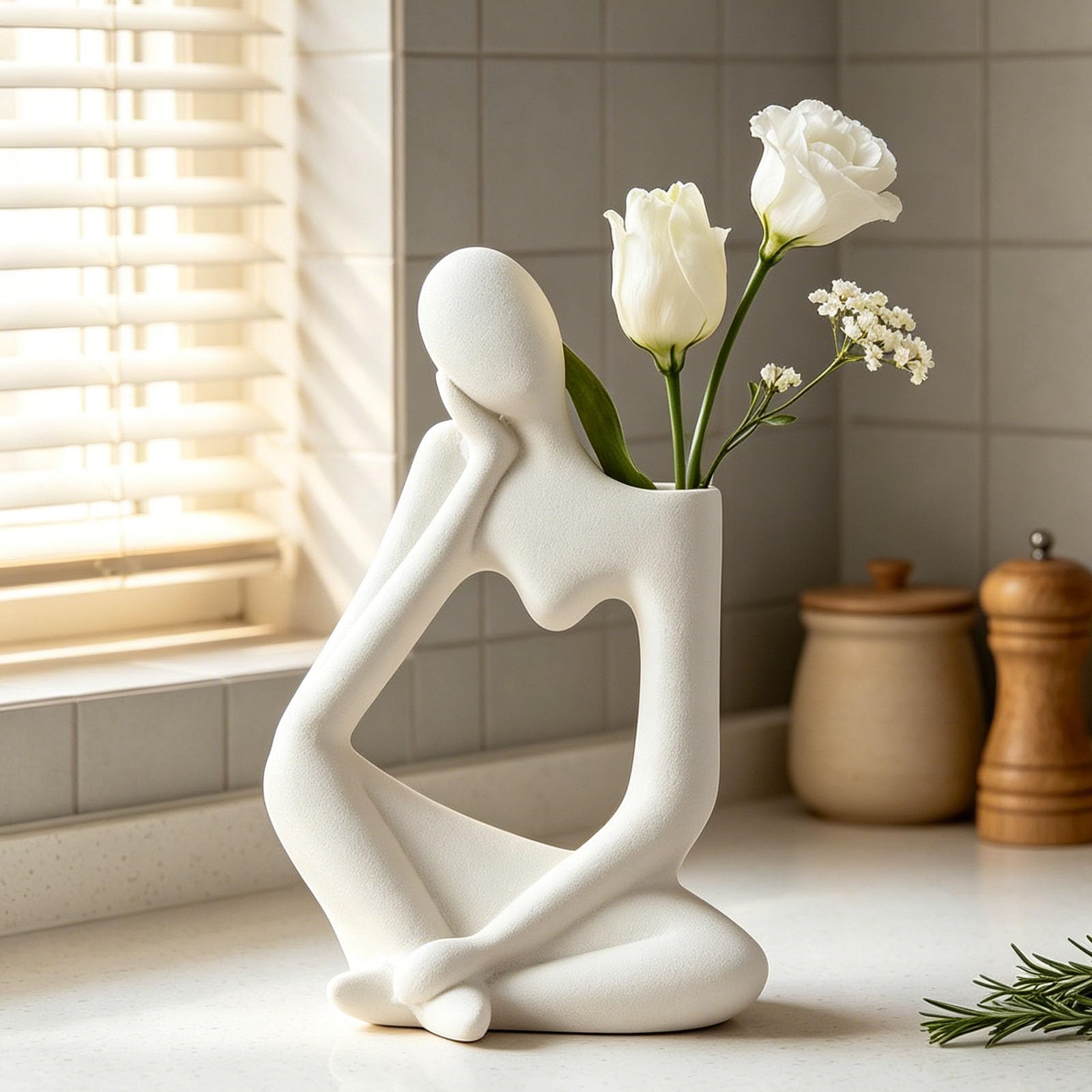 Beige Denker Keramik Vase Deko