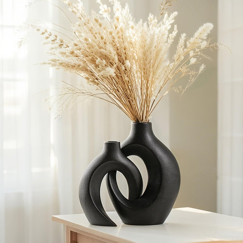 Keramik Vase, SUKIYPO 2er Set Hohle Beige