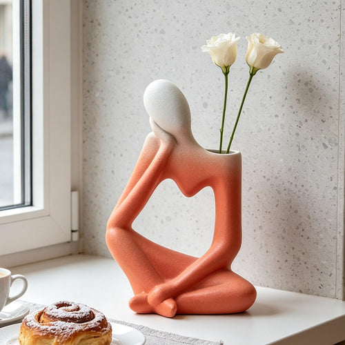 Beige Denker Keramik Vase Deko