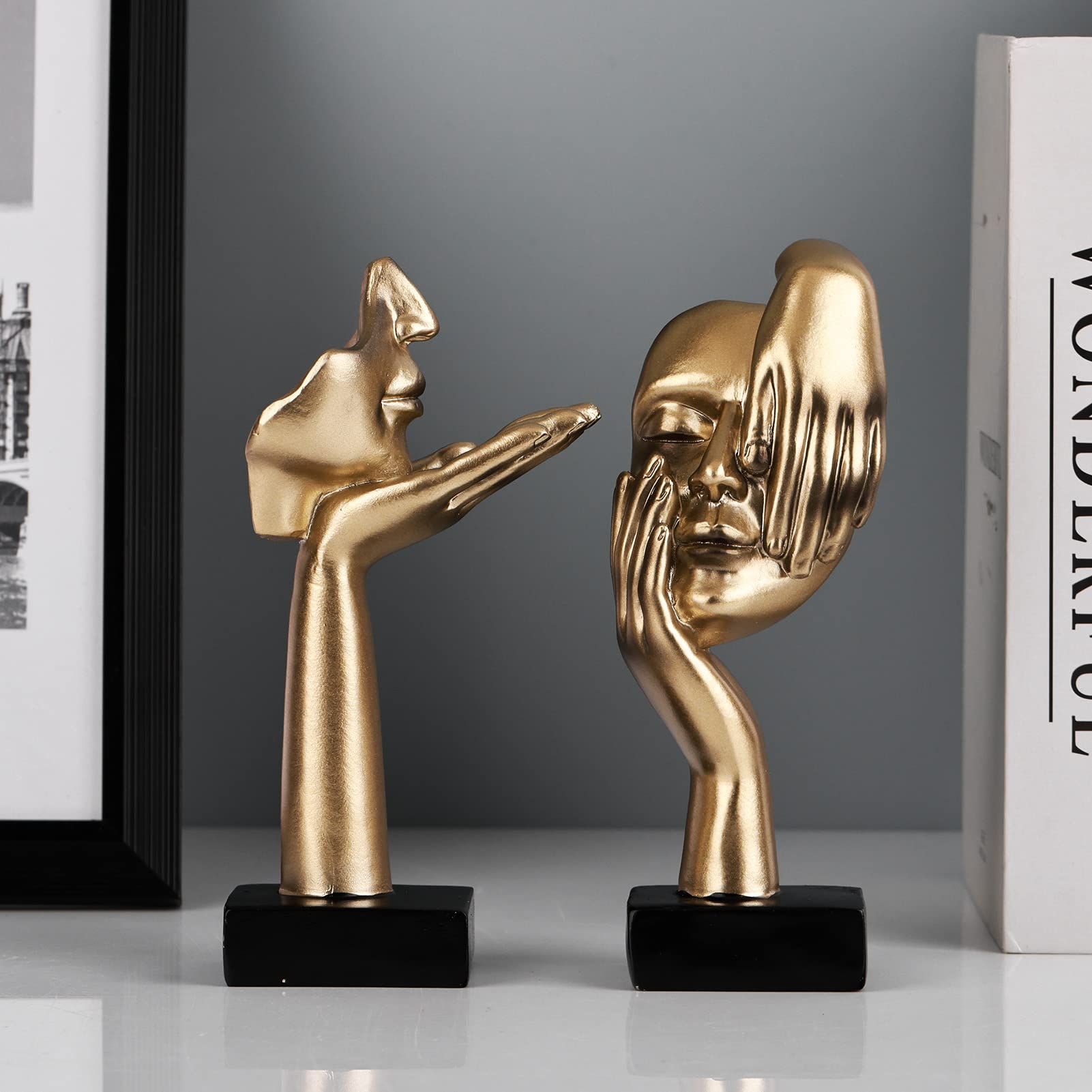 Schwarze Heimdekoration Akzentkunst Frau Gesicht Statue Sammlerstück