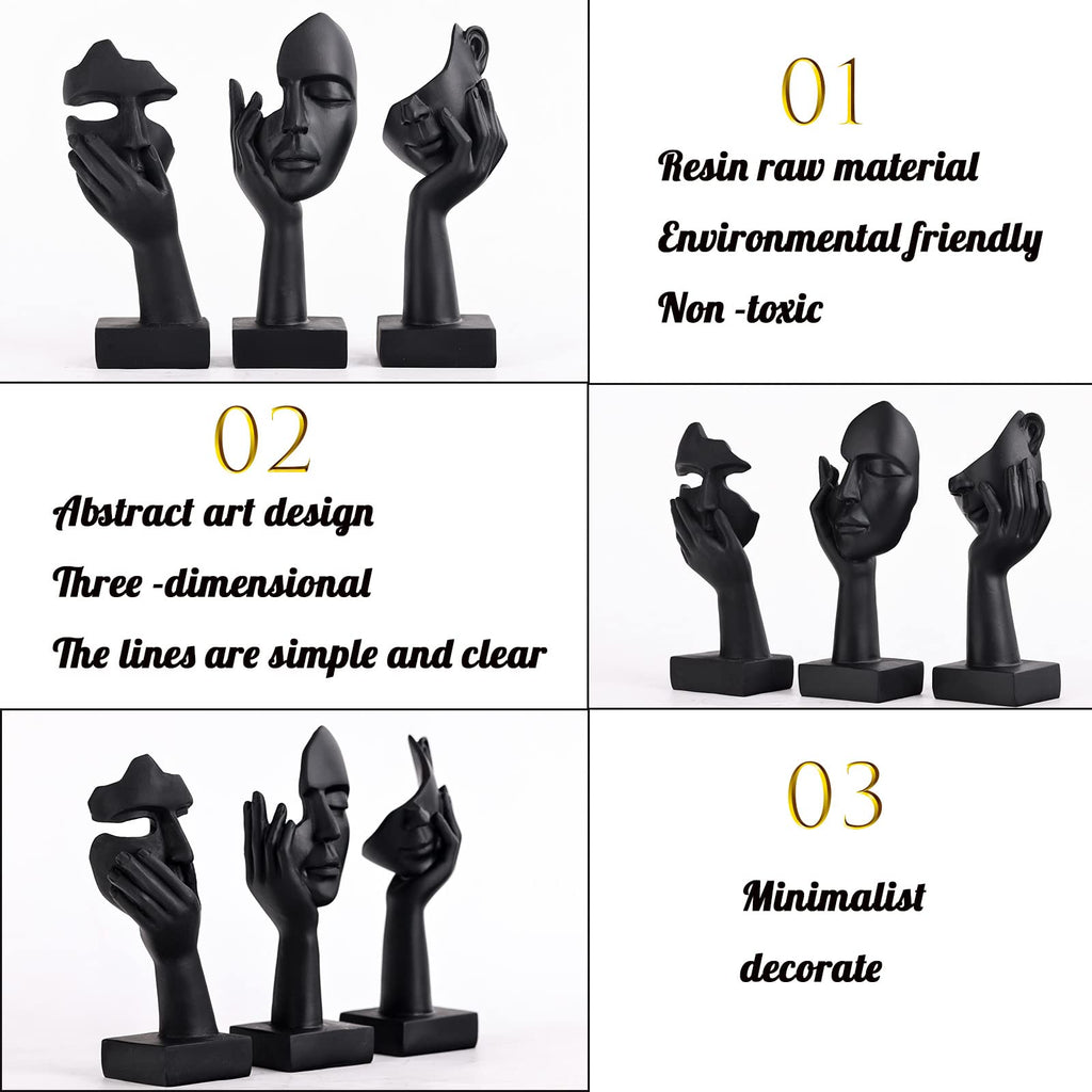 Schwarze Heimdekoration Akzentkunst Frau Gesicht Statue Sammlerstück