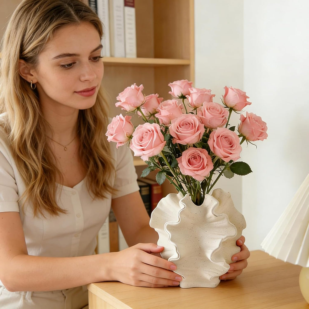 Kottwca Keramik Vase, Matte Vasen für Pampasgras Deko