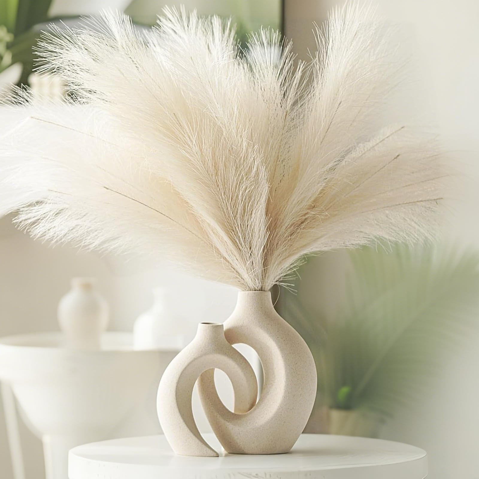 Keramik Vase, SUKIYPO 2er Set Hohle Beige