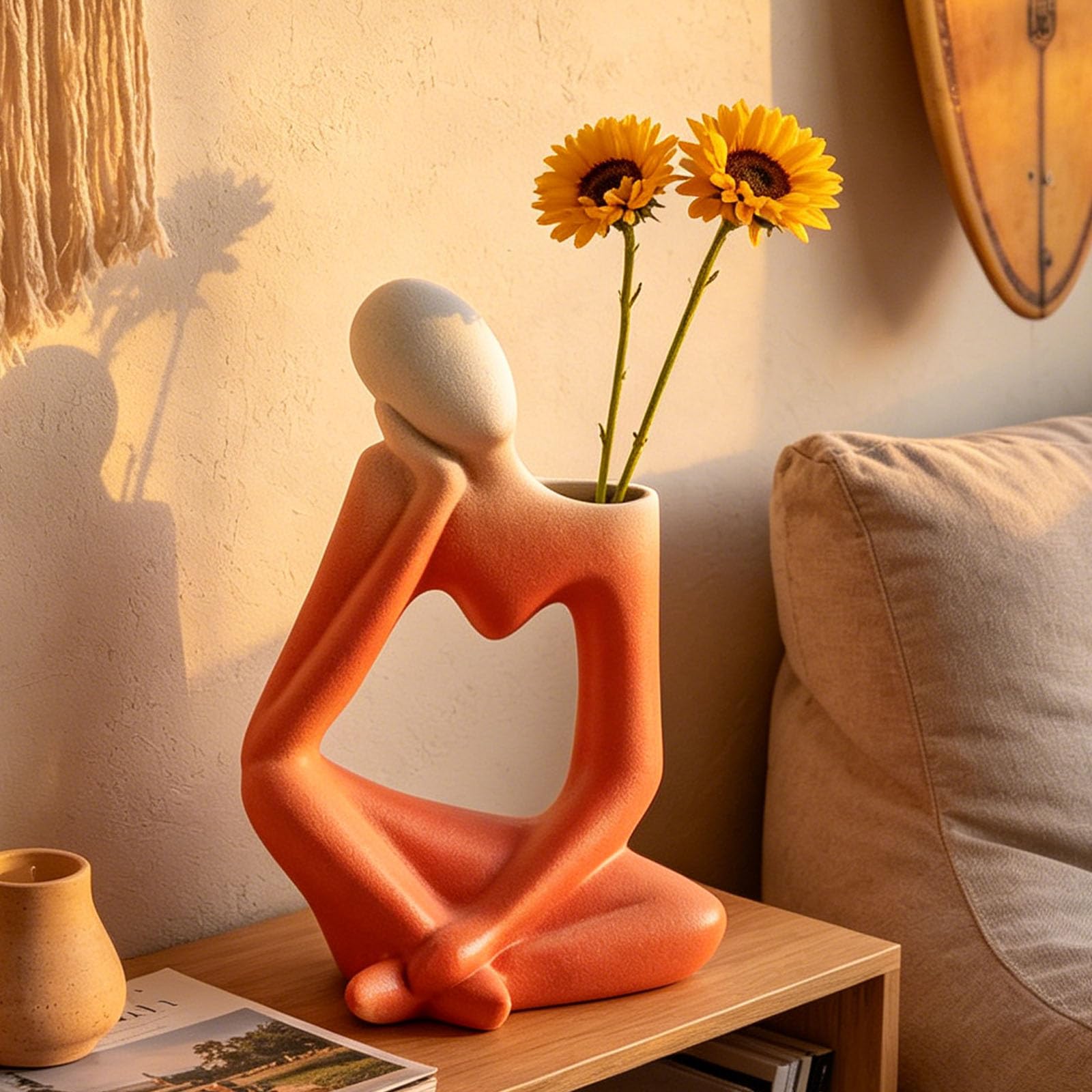 Beige Denker Keramik Vase Deko