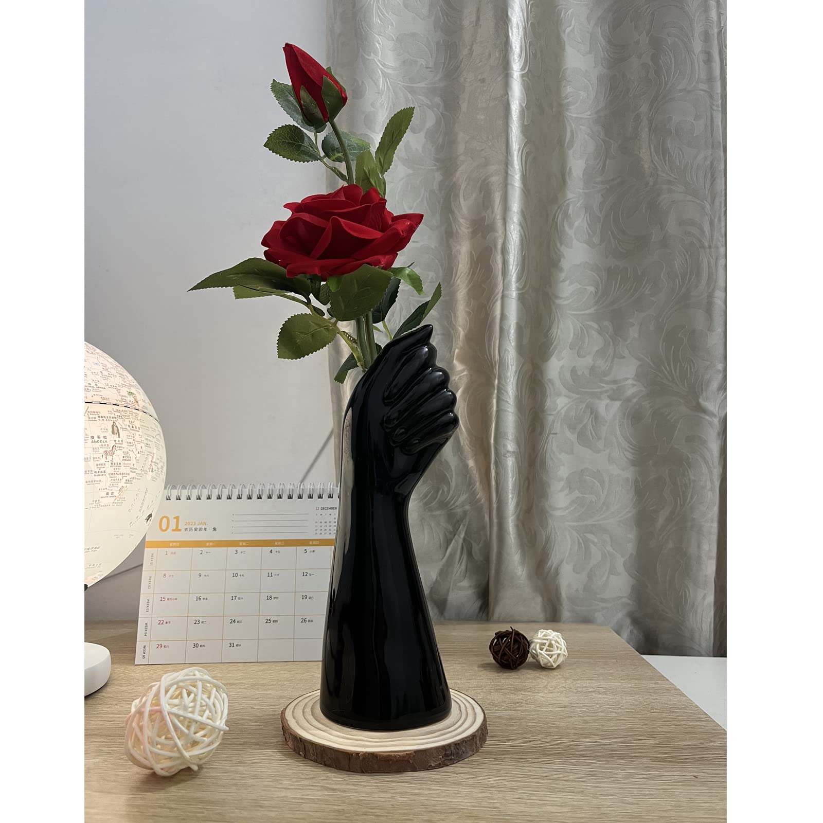 Moderne Dekorative Keramik-Körpervase, 23,5 cm Höhe, Handgeformt