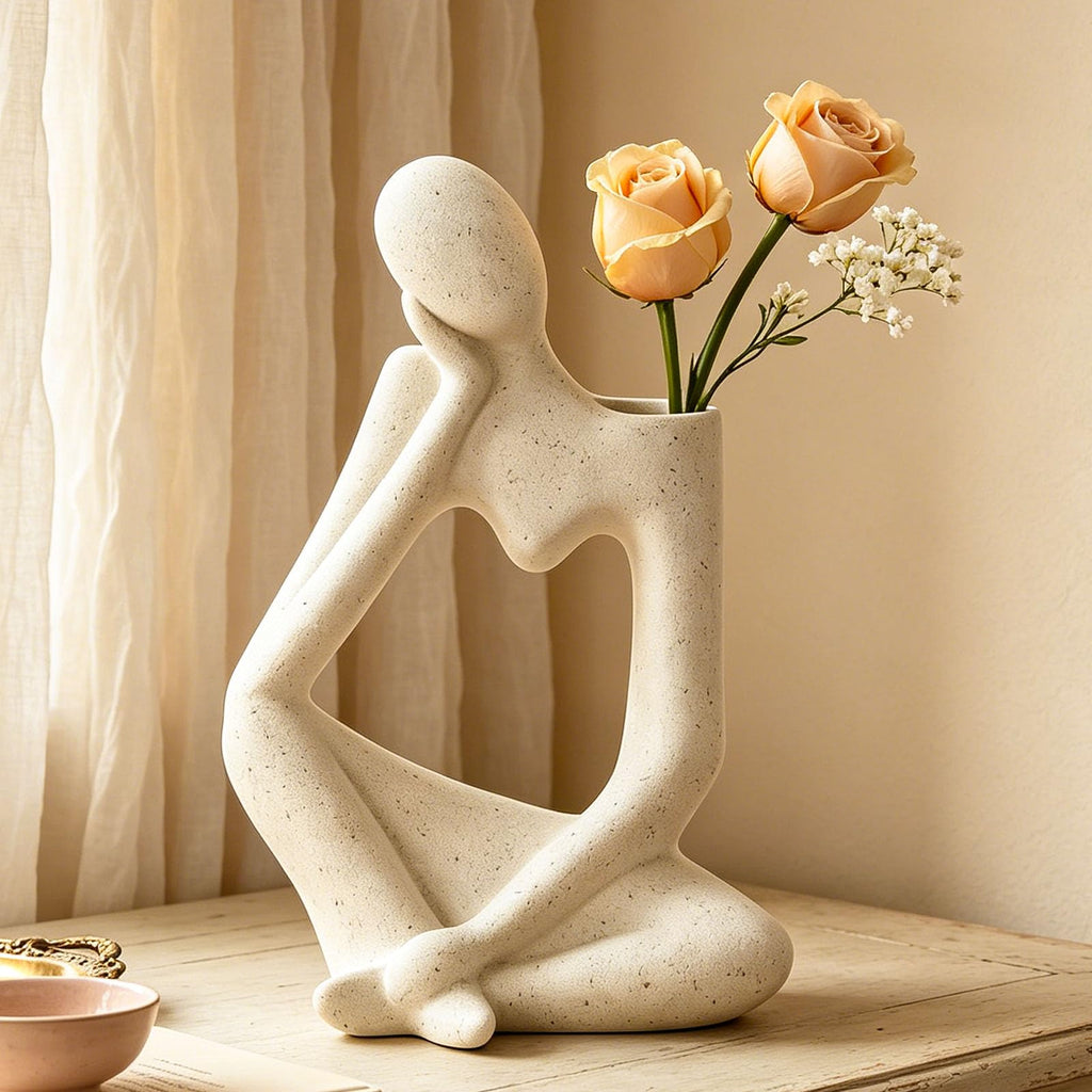 Beige Denker Keramik Vase Deko