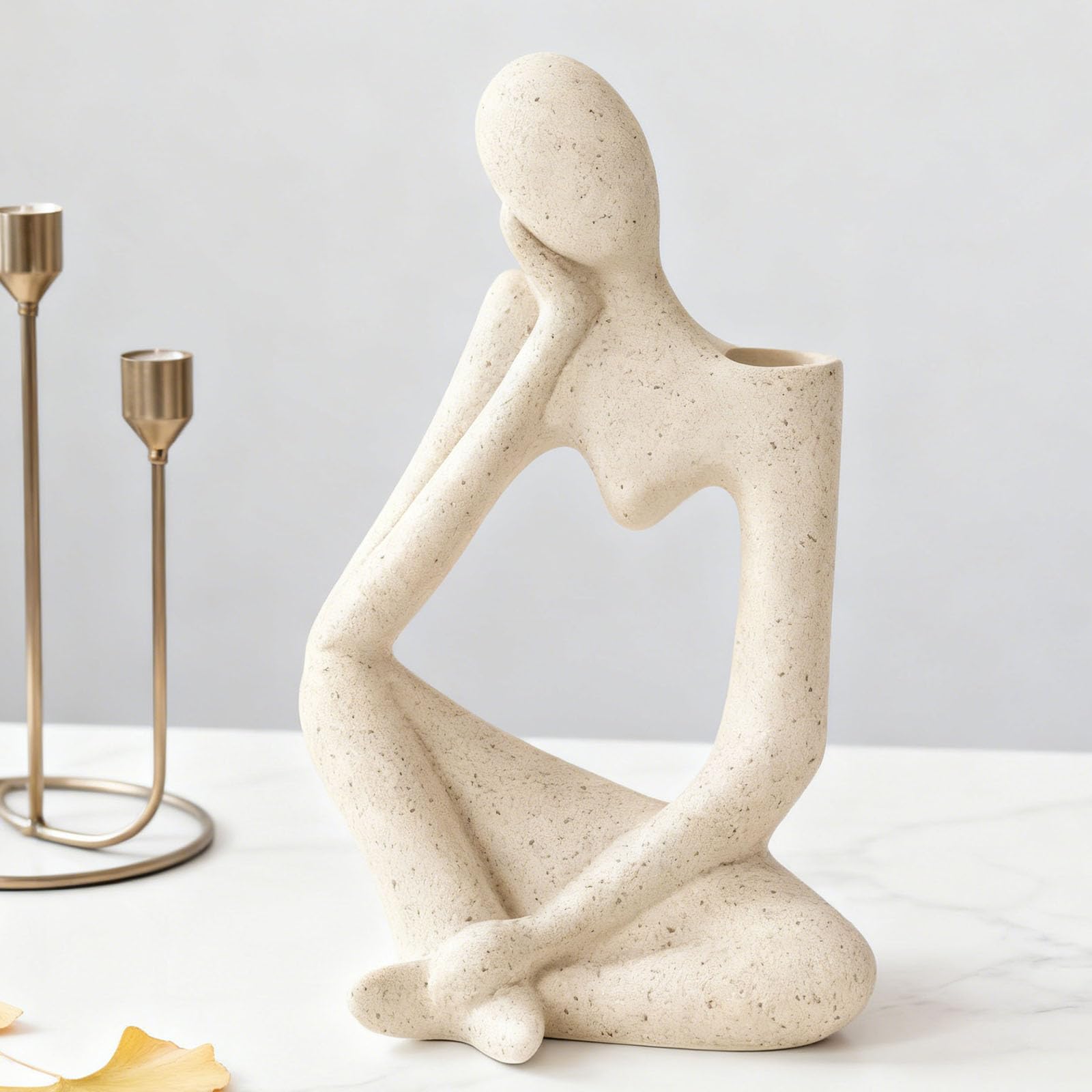 Beige Denker Keramik Vase Deko