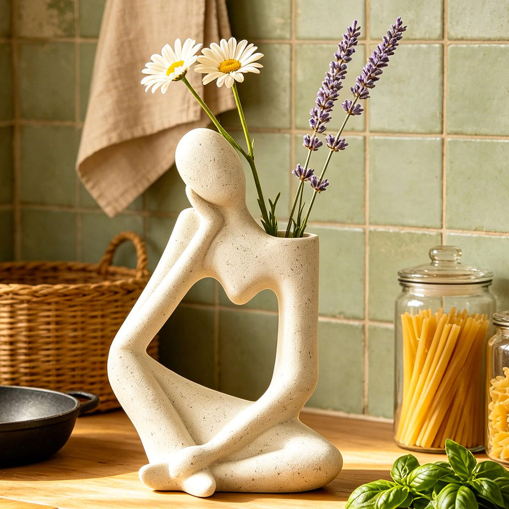 Beige Denker Keramik Vase Deko