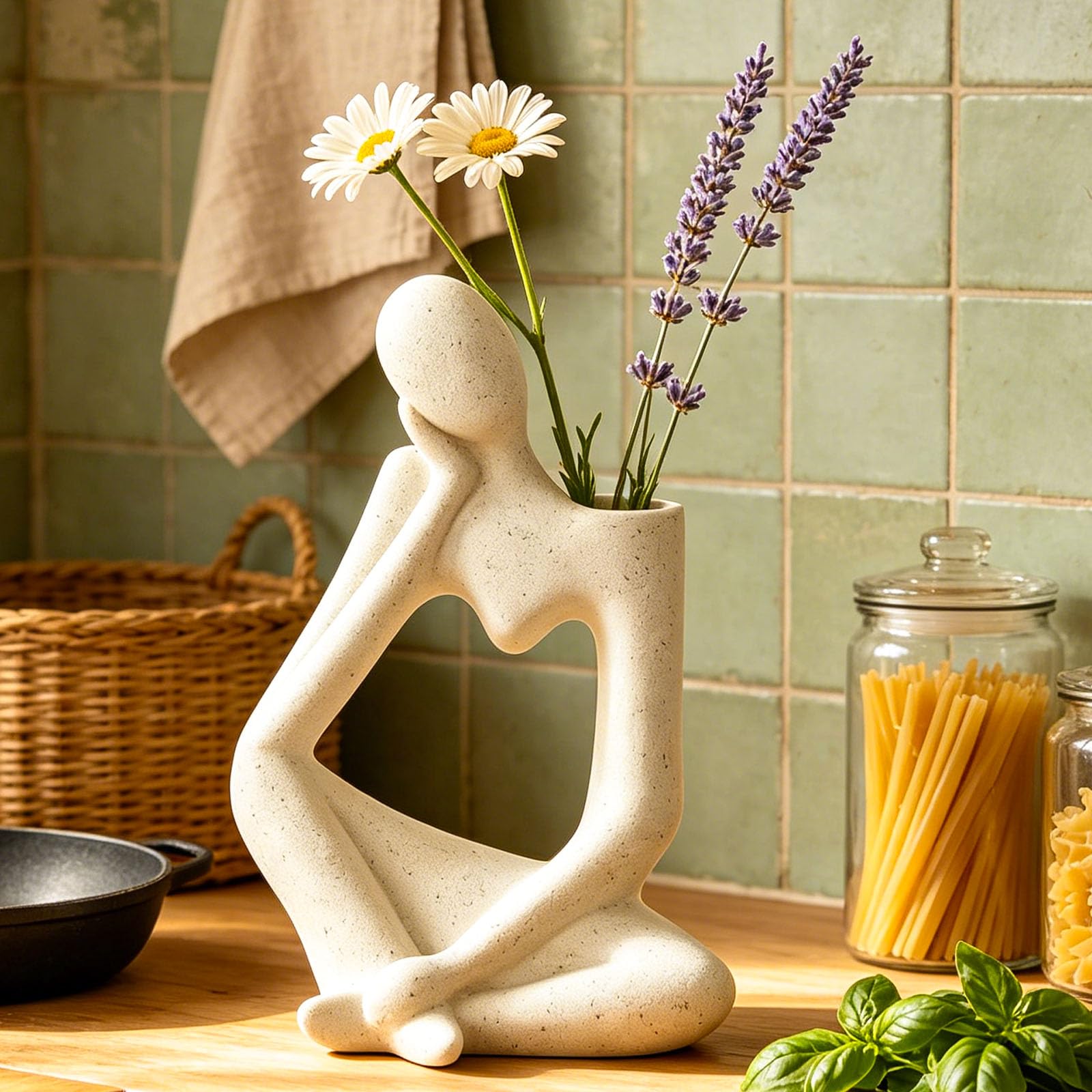 Beige Denker Keramik Vase Deko