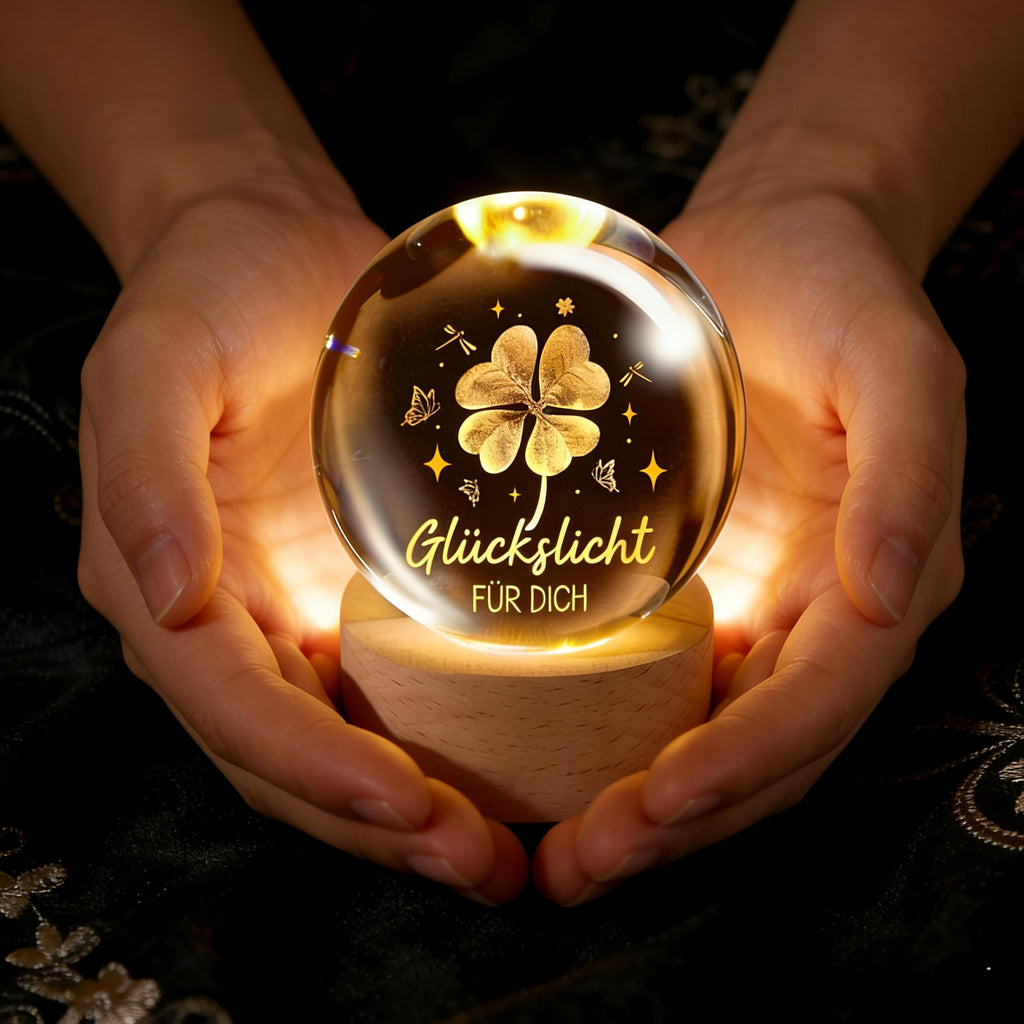 Glücksbringer,60mm Aufladbar LED Glaskugel Deko Lampe