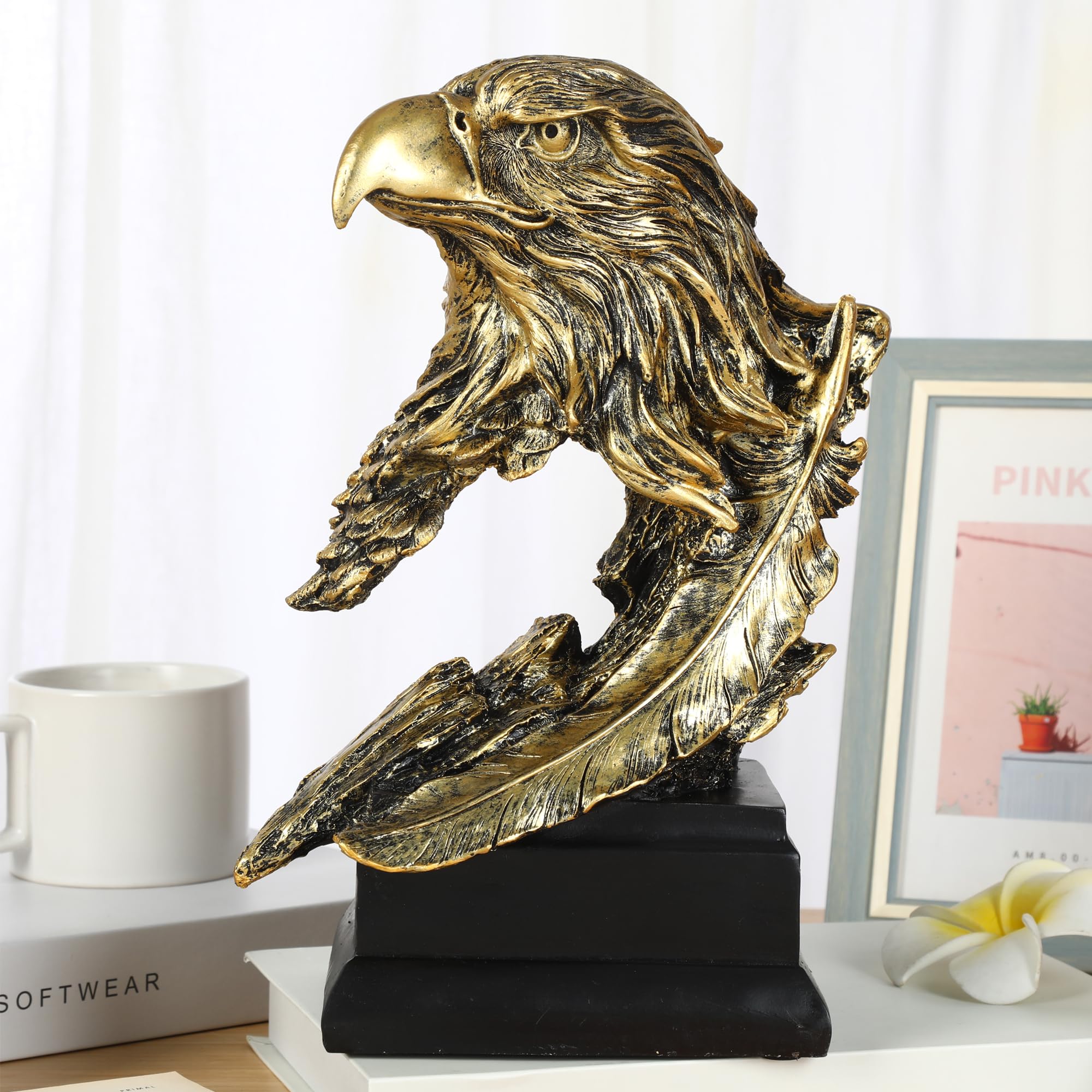 H&W Löwe Statue,Gold Skulpturen,Sandstein Harz