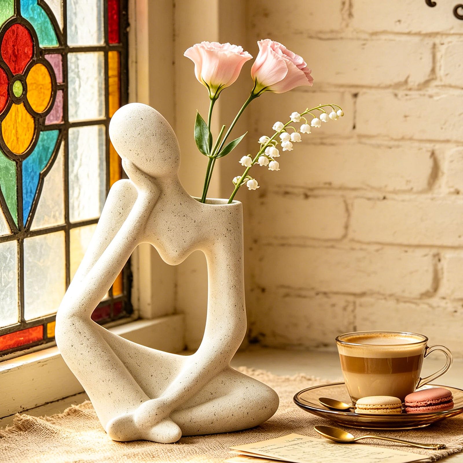 Beige Denker Keramik Vase Deko
