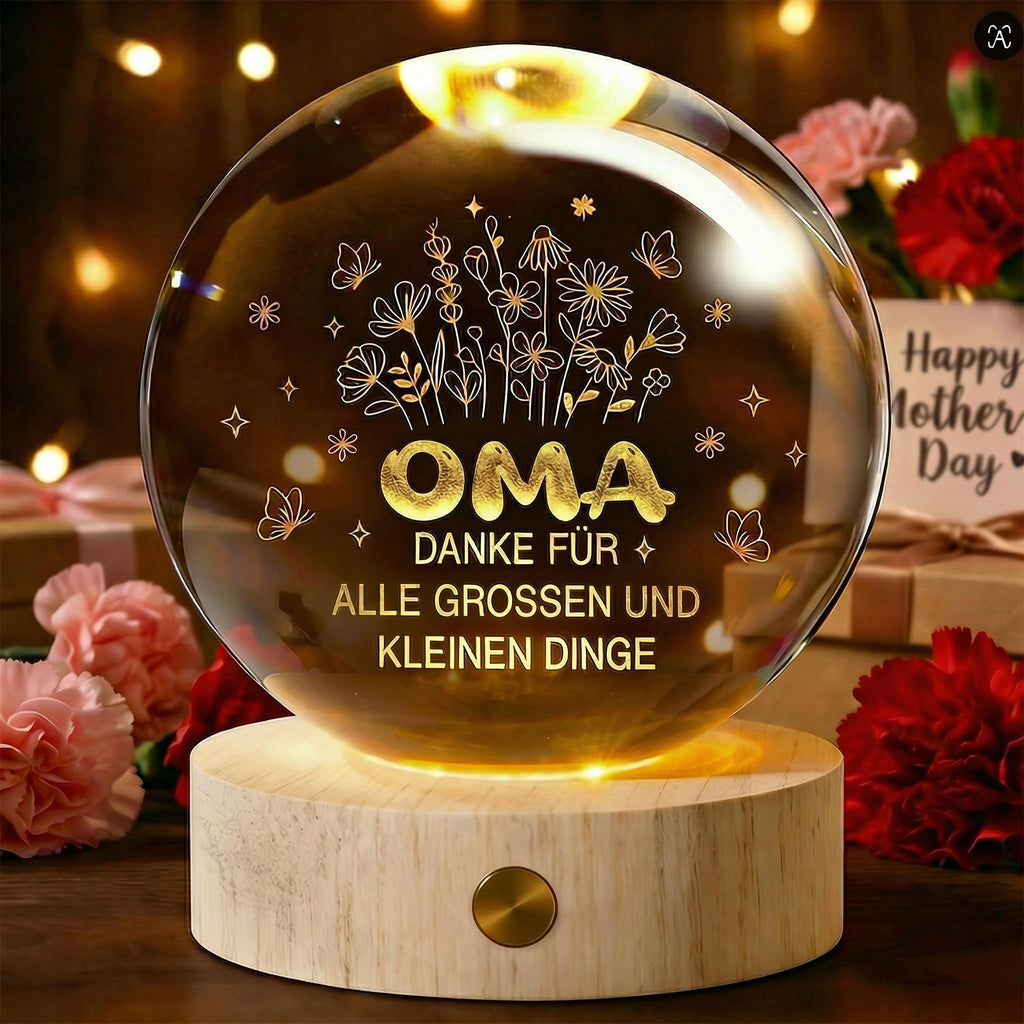 Glücksbringer,60mm Aufladbar LED Glaskugel Deko Lampe